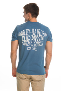 Голубая футболка Harley Davidson