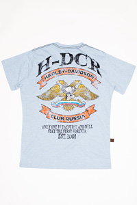 Голубая футболка Harley Davidson